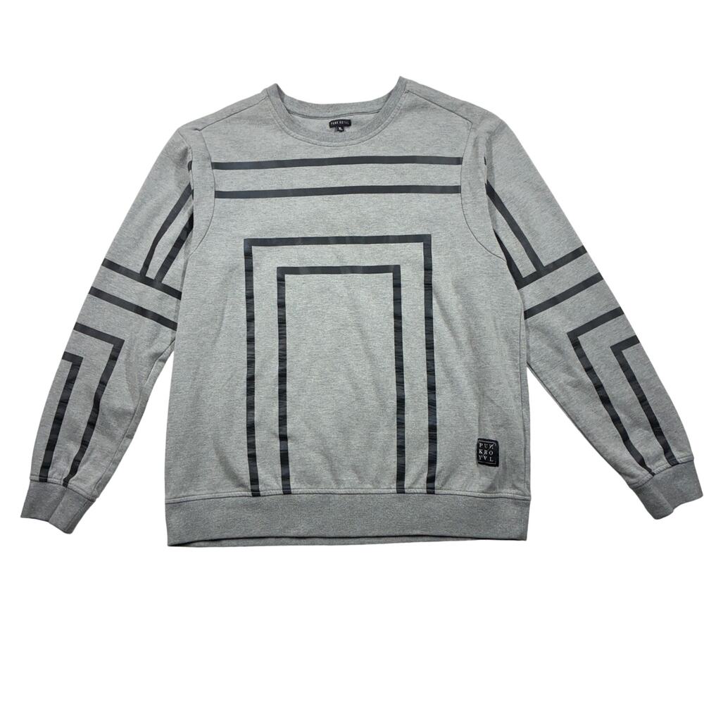 Punk Royal Sweatshirt XL Gray/Black Print Crewneck Soft Fleece Lounge Streetwear